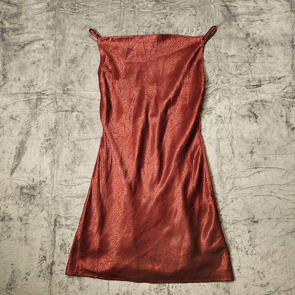 Altar'd State Rust Satin Cowl Neck Mini Dress Small Adjustable Straps Boho‎